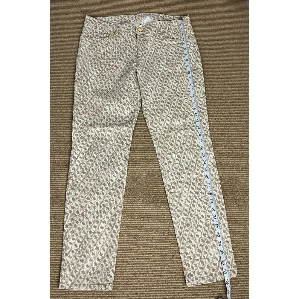Michael Kors Tan Beige Geometric Print Pants, Size 10 Cotton‎
